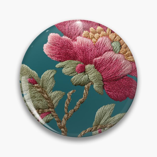 Item preview, Detailed Pink Peony Embroidery Style Floral Art designed and sold by colorful-white.