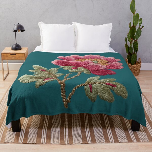 Item preview, Detailed Pink Peony Embroidery Style Floral Art designed and sold by colorful-white.