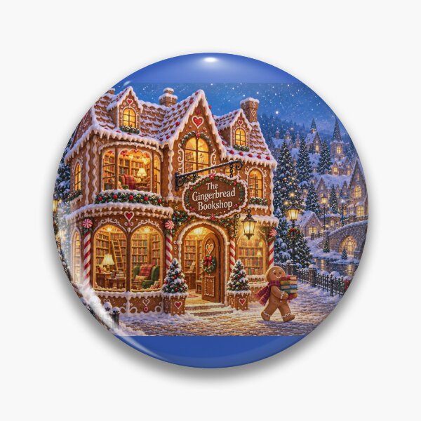 Item preview, The Gingerbread Bookshop – Storybook Christmas Village  Redbubble description designed and sold by Novel Works Studio.