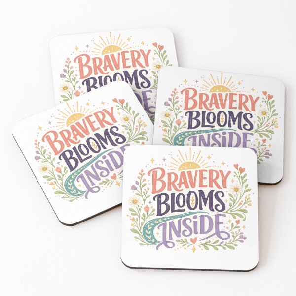 Item preview, Bravery Blooms Inside Inspirational Floral Courage Quote Art Design designed and sold by inkoutninja.
