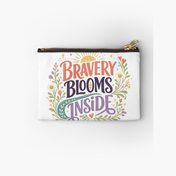 Item preview, Bravery Blooms Inside Inspirational Floral Courage Quote Art Design designed and sold by inkoutninja.