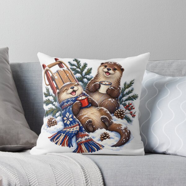 Item preview, Otters Cocoa and Winter Sled Christmas designed and sold by SiripornSeaynng.