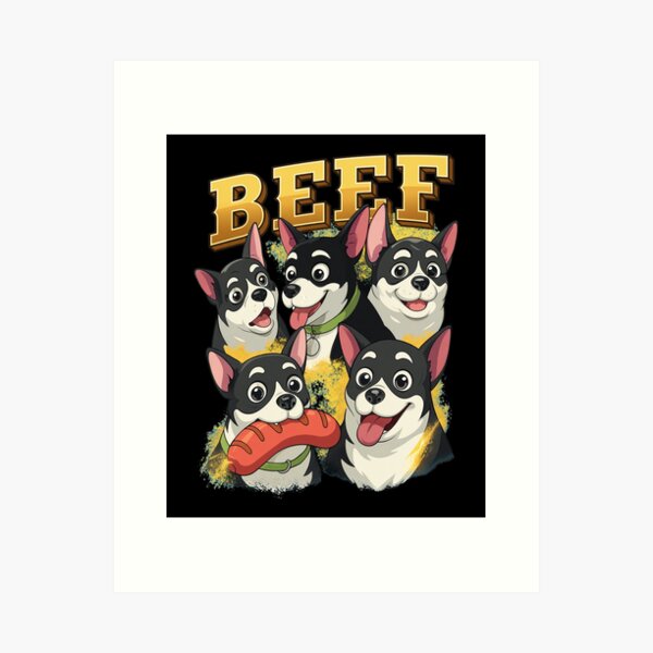Item preview, Funny Five Chihuahuas Beef Hot Dog Cartoon Art designed and sold by Kristaeeneycvb.