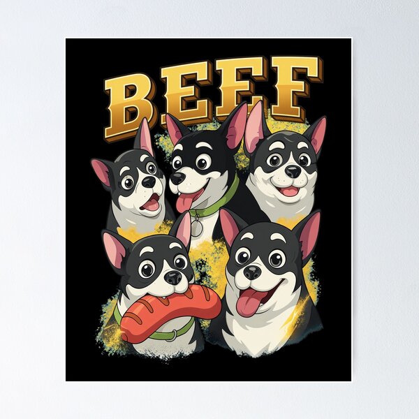 Item preview, Funny Five Chihuahuas Beef Hot Dog Cartoon Art designed and sold by Kristaeeneycvb.