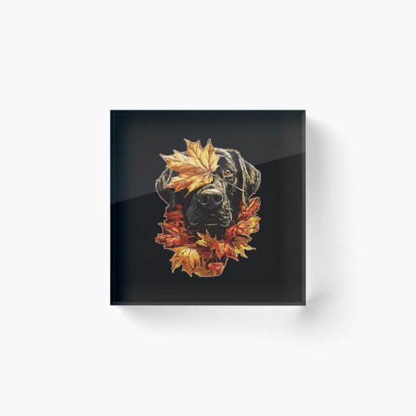 Item preview, Fall Black Labrador with Maple Leaves Cute Autumn Dog Premium Tri-Blend designed and sold by DienesAngele.