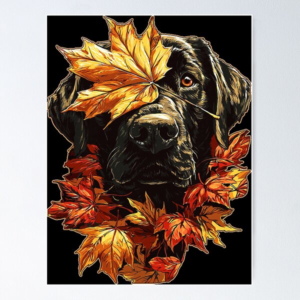 Item preview, Fall Black Labrador with Maple Leaves Cute Autumn Dog Premium Tri-Blend designed and sold by DienesAngele.