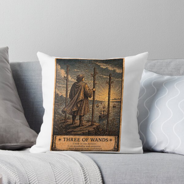 Item preview, Three of Wands Tarot Card - Vintage Mystical Divination Art  designed and sold by ArcanaAbsolute.
