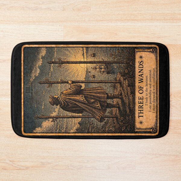 Item preview, Three of Wands Tarot Card - Vintage Mystical Divination Art  designed and sold by ArcanaAbsolute.