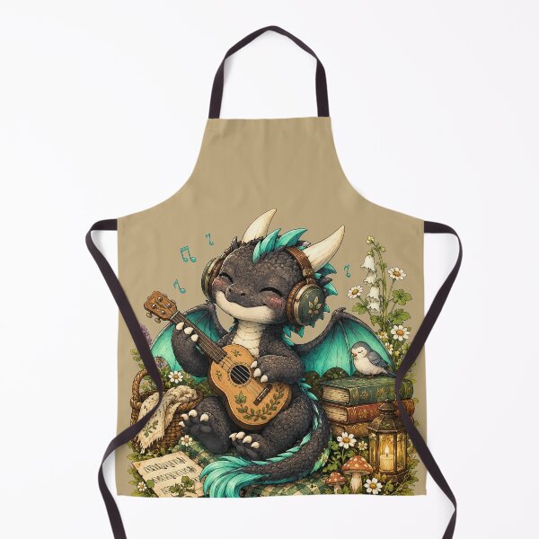Item preview, Cute Baby Dragon with Headphones and Guitar Illustration designed and sold by Hatchling Hollow.