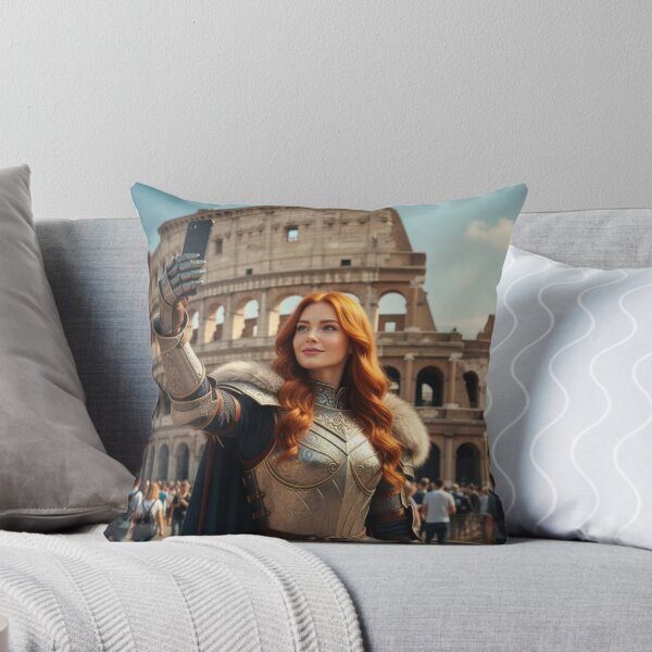 Item preview, Medieval Redhead Knight Time Traveler Taking a Selfie at the Colosseum in Rome – Fantasy Travel Adventure designed and sold by DibujandoPorfa.