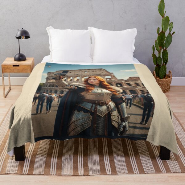 Item preview, Medieval Redhead Knight Time Traveler Taking a Selfie at the Colosseum in Rome – Fantasy Travel Adventure designed and sold by DibujandoPorfa.