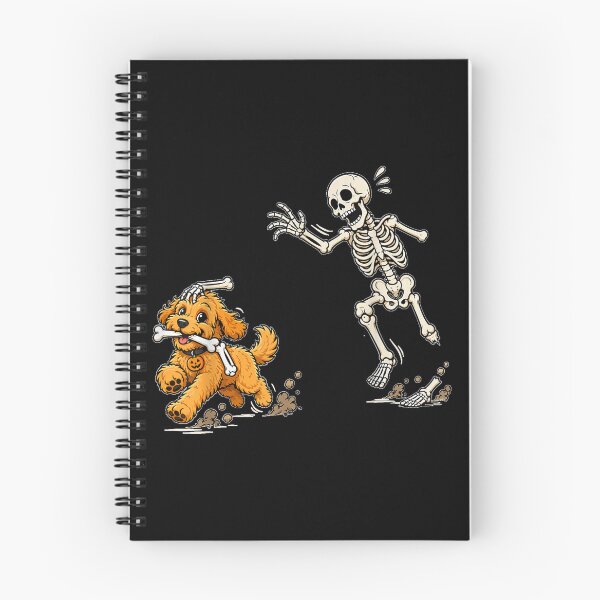 Item preview, Funny Goldendoodle Dog Stealing Bone from Skeleton Halloween designed and sold by SuziLope.