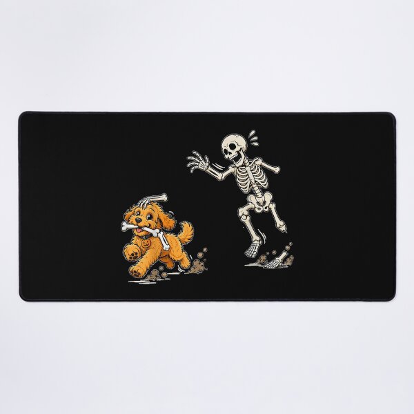 Item preview, Funny Goldendoodle Dog Stealing Bone from Skeleton Halloween designed and sold by SuziLope.