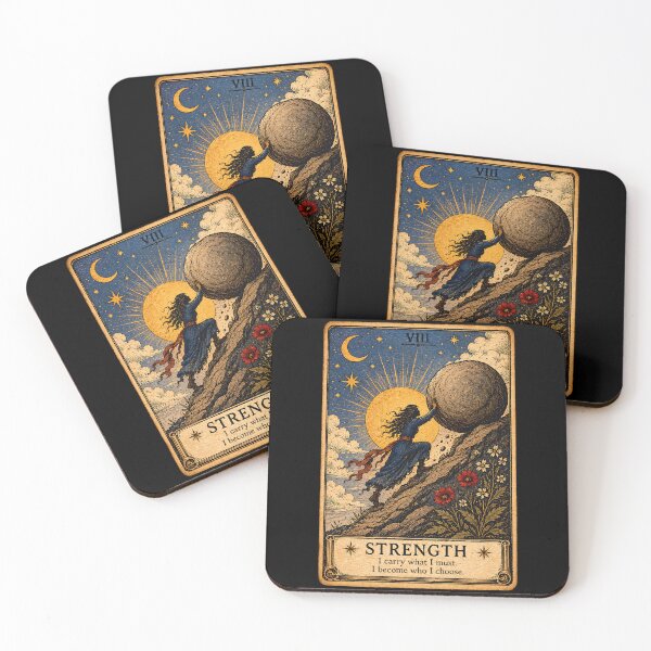 Item preview, Strength Tarot Card – Woman Resilience & Perseverance Illustration designed and sold by ArcanaAbsolute.