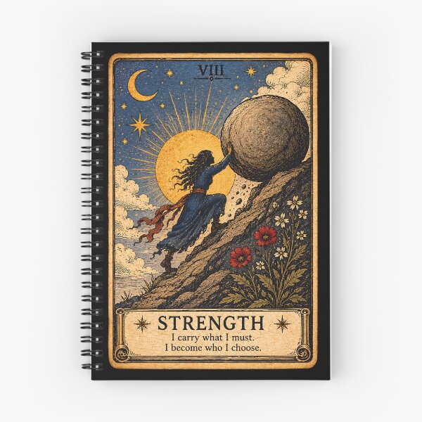 Item preview, Strength Tarot Card – Woman Resilience & Perseverance Illustration designed and sold by ArcanaAbsolute.