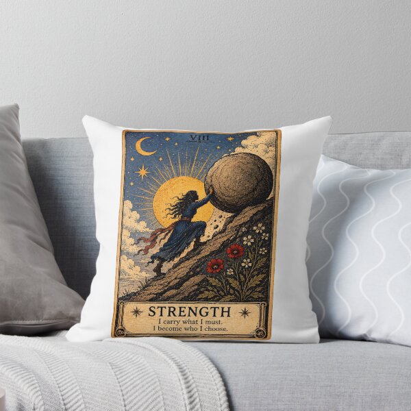 Item preview, Strength Tarot Card – Woman Resilience & Perseverance Illustration designed and sold by ArcanaAbsolute.