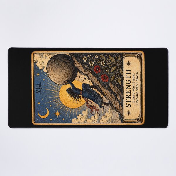 Item preview, Strength Tarot Card – Woman Resilience & Perseverance Illustration designed and sold by ArcanaAbsolute.