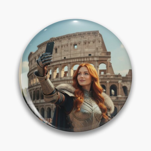 Item preview, Fantasy Time Traveler in Rome Taking a Selfie at the Colosseum – Medieval Woman Travel Adventure in Italy designed and sold by DibujandoPorfa.