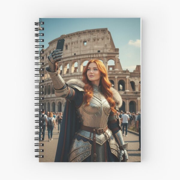 Item preview, Fantasy Time Traveler in Rome Taking a Selfie at the Colosseum – Medieval Woman Travel Adventure in Italy designed and sold by DibujandoPorfa.