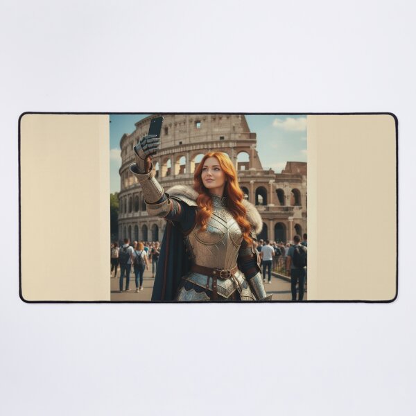 Item preview, Fantasy Time Traveler in Rome Taking a Selfie at the Colosseum – Medieval Woman Travel Adventure in Italy designed and sold by DibujandoPorfa.