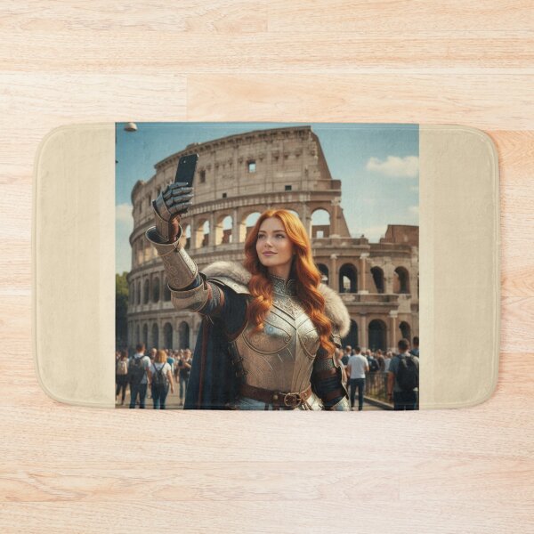 Item preview, Fantasy Time Traveler in Rome Taking a Selfie at the Colosseum – Medieval Woman Travel Adventure in Italy designed and sold by DibujandoPorfa.