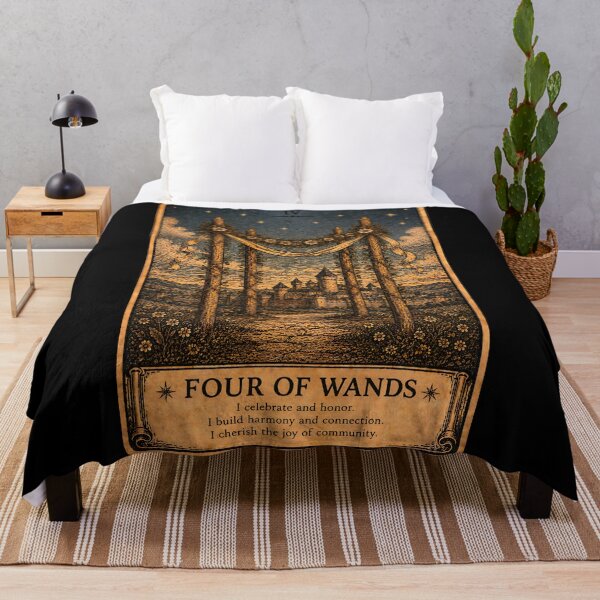 Item preview, Four of Wands Tarot Card - Vintage Stability & Joy Art designed and sold by ArcanaAbsolute.
