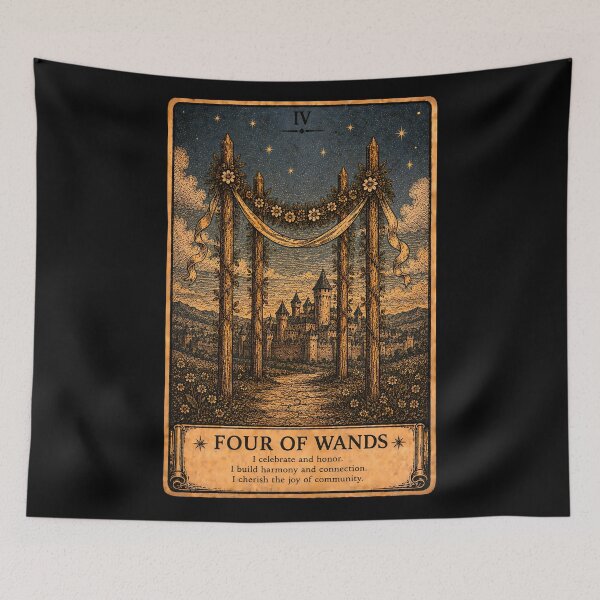 Item preview, Four of Wands Tarot Card - Vintage Stability & Joy Art designed and sold by ArcanaAbsolute.