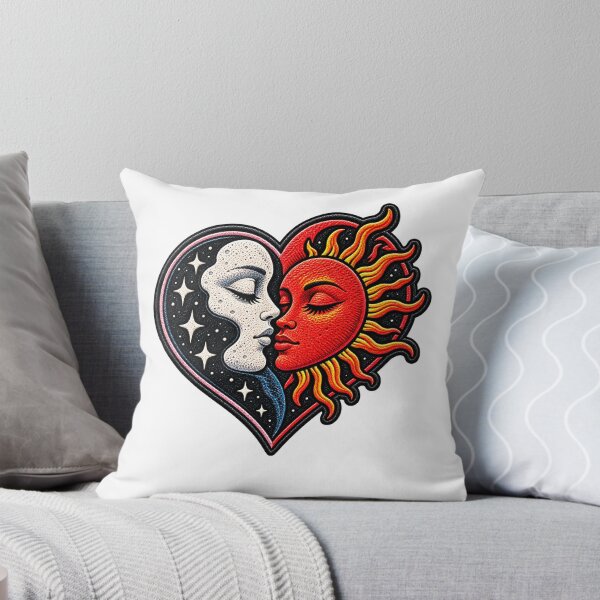 Item preview, Sun and Moon Kiss – Celestial Love Heart Embroidered Patch designed and sold by Abidel.
