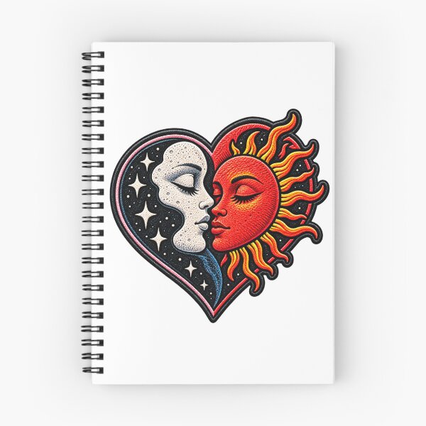 Item preview, Sun and Moon Kiss – Celestial Love Heart Embroidered Patch designed and sold by Abidel.