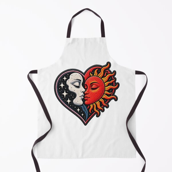 Item preview, Sun and Moon Kiss – Celestial Love Heart Embroidered Patch designed and sold by Abidel.