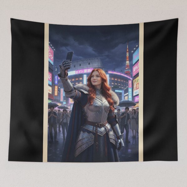 Item preview, Fantasy Time Traveler in TOKIO Taking a Selfie– Medieval Woman Travel Adventure in Italy designed and sold by DibujandoPorfa.