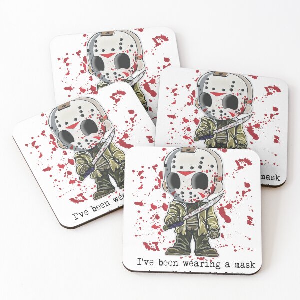Item preview, Chibi Jason Mask Blood Spatter Horror Quote designed and sold by Kristaeeneycvb.
