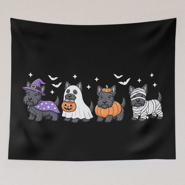 Item preview, Scottish Terrier Halloween Cute Dog Witch Ghost Pumpkin designed and sold by SuziLope.