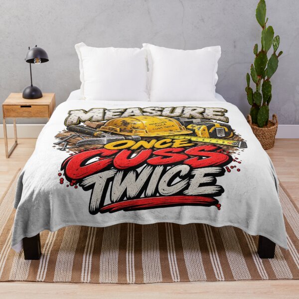 Item preview, Measure Once Cuss Twice Funny Construction Humor designed and sold by ABprintstudio.