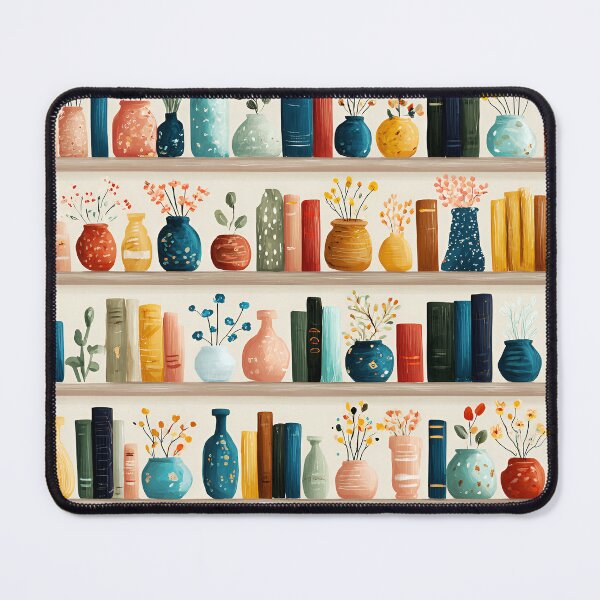 Item preview, Colorful Bookshelves With Books And Flower Vases Pattern designed and sold by DEC02.