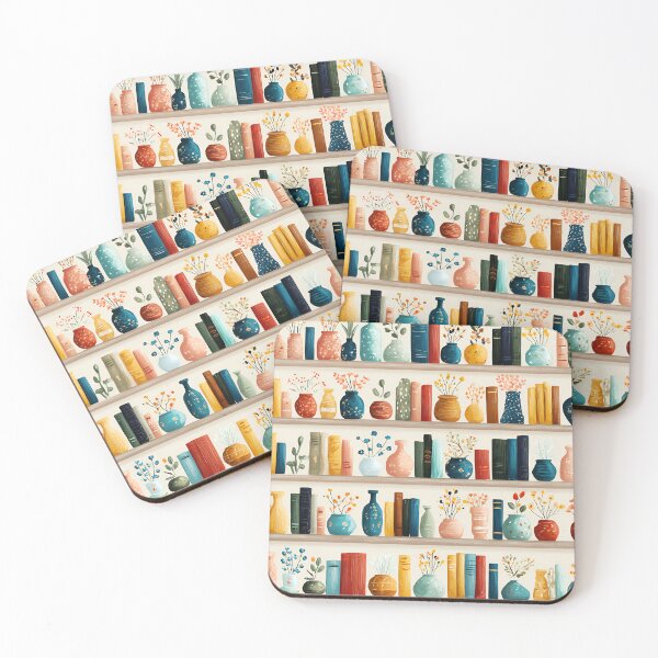Item preview, Colorful Bookshelves With Books And Flower Vases Pattern designed and sold by DEC02.