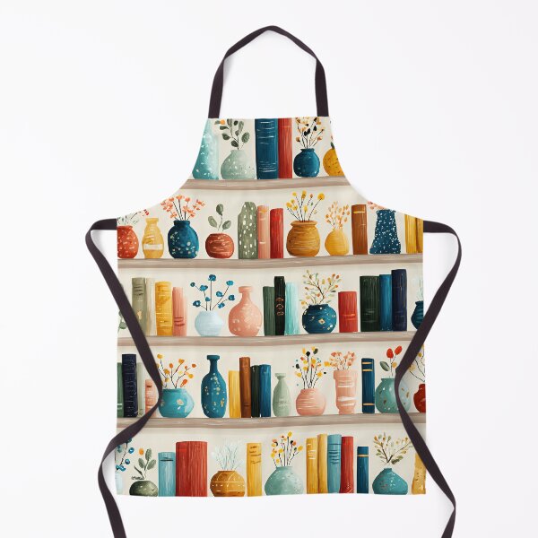 Item preview, Colorful Bookshelves With Books And Flower Vases Pattern designed and sold by DEC02.