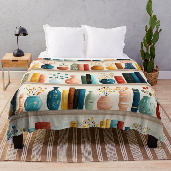 Item preview, Colorful Bookshelves With Books And Flower Vases Pattern designed and sold by DEC02.