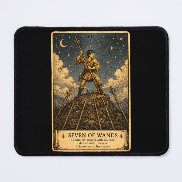 Item preview, Seven of Wands Tarot Card - Courage & Perseverance Art designed and sold by ArcanaAbsolute.