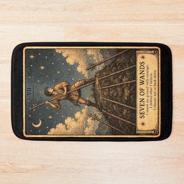 Item preview, Seven of Wands Tarot Card - Courage & Perseverance Art designed and sold by ArcanaAbsolute.