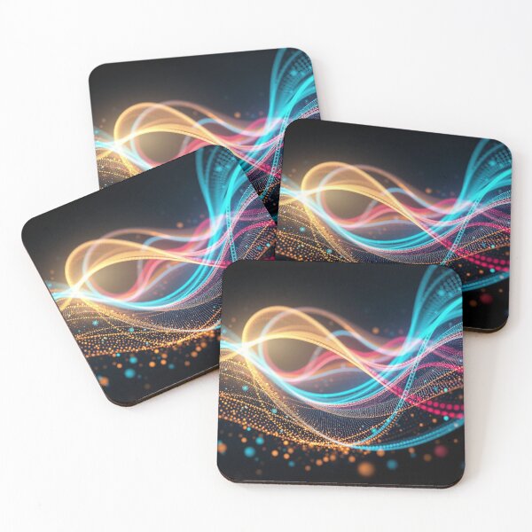 Item preview, Multi Color Gold Pink Blue Wave Abstract Art designed and sold by IntelliMindDesigns.