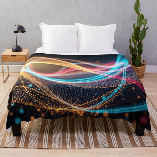 Item preview, Multi Color Gold Pink Blue Wave Abstract Art designed and sold by IntelliMindDesigns.
