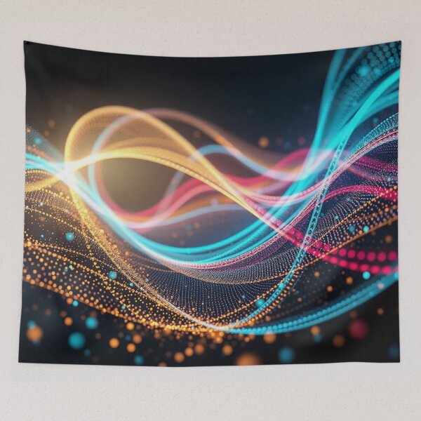 Item preview, Multi Color Gold Pink Blue Wave Abstract Art designed and sold by IntelliMindDesigns.