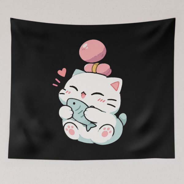 Item preview, Cute Cat with Fish designed and sold by ClaireCum.