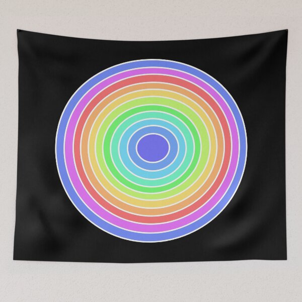 Item preview, Colorful Rainbow Concentric Circles White Line Abstract Art designed and sold by ubborn.