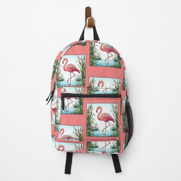 Item preview, Flamingo of Pink Perfection - Tropical Bird and Cattails Nature Art designed and sold by ScenicRoute66.