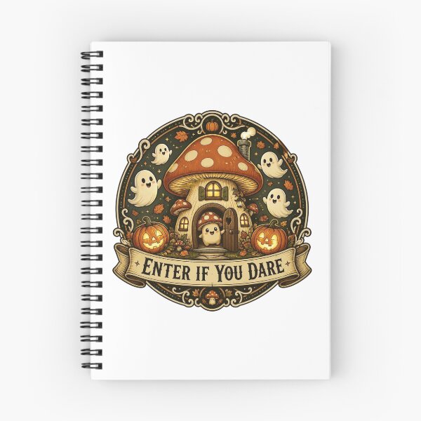 Item preview, Enter If You Dare Cute Mushroom House Halloween Ghost designed and sold by FestivityFinds.