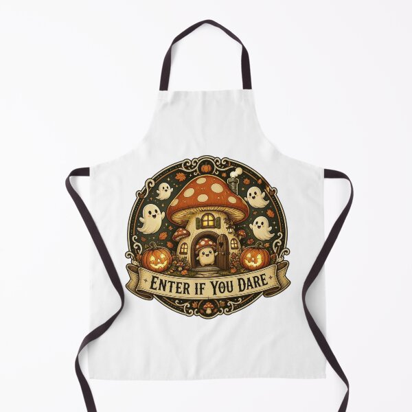 Item preview, Enter If You Dare Cute Mushroom House Halloween Ghost designed and sold by FestivityFinds.