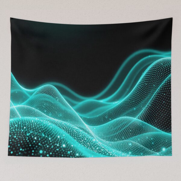 Item preview, Turquoise Minimal Wave Abstract Calm Digital Art designed and sold by IntelliMindDesigns.