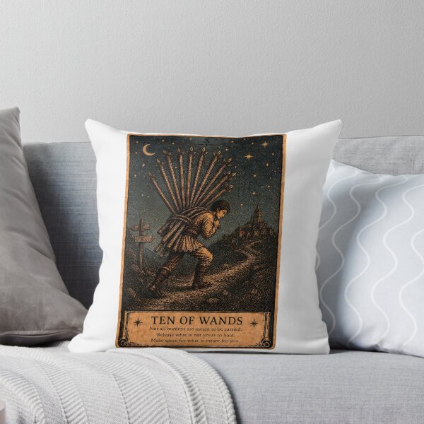 Item preview, Ten of Wands Tarot Card - Mystical Responsibility & Perseverance Illustration designed and sold by ArcanaAbsolute.